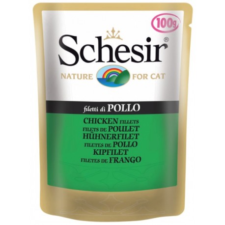 Schesir CAT CHICKEN FILLETS - пауч для взрослых кошек Куриное филе, 100г