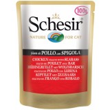 Schesir CAT CHICKEN FILLETS WITH SEABASS - пауч для взрослых кошек Куриное филе с морским Окунем, 100г