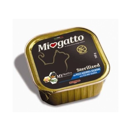 MioGatto Sterilized Salmon and Shrimps - для стерилизованных кошек с рыбой и креветками, без злаков (упаковка 16 штук по 100г)