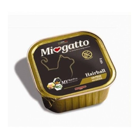 MioGatto Hairball Chicken - для кошек от комочков шерсти с курицей, без злаков (упаковка 16 штук по 100г)