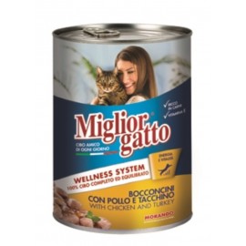 Miglior gatto Chicken/Turkey - консерва для кошек, кусочки с курицей и индейкой в соусе, 405г
