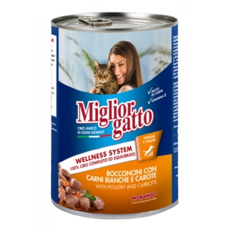 Miglior gatto Poultry/Carrots - консерва для кошек, кусочки с курицей и морковью в соусе,  405г