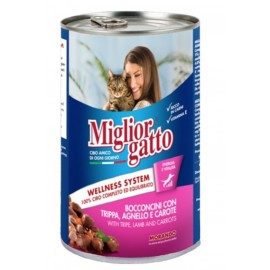 Miglior gatto Tripe/Lamb/Carrots - консерва для кошек, кусочки с рубцом, ягнёнком и морковью в соусе, 405г