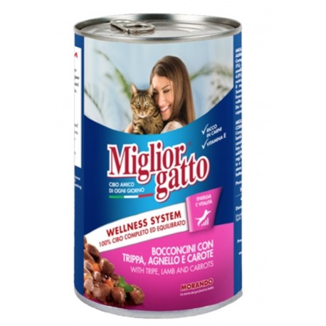 Miglior gatto Tripe/Lamb/Carrots - консерва для кошек, кусочки с рубцом, ягнёнком и морковью в соусе, 405г