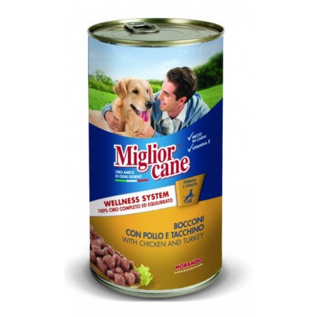 Miglior cane Сhicken/Turkey - консерва для собак, кусочки с курицей и индейкой, 1250г