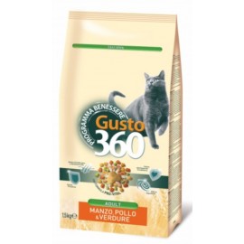 GUSTO 360 - корм для кошек с говядиной, курицей и овощами