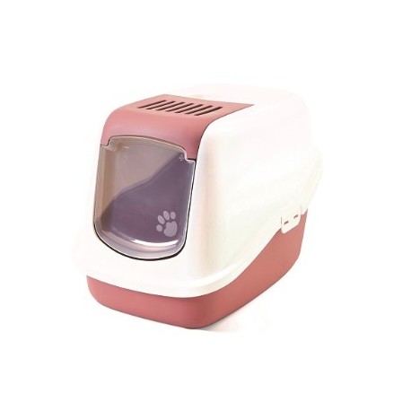 022700WAR Туалет-домик "SAVIC" "Nestor" для кошек, 56 x 39 x 38.5 см, белый/нежно-розовый, пластик