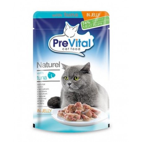 PreVital Naturel for Cats - паучи для кошек с тунцом в желе, упаковка 28 штук по 85г