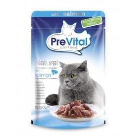 PreVital Naturel for Cats - паучи для кошек с лососем в соусе, упаковка 28 штук по 85г