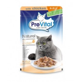 PreVital Naturel for Cats - паучи для кошек с курицей в желе, упаковка 28 штук по 85г