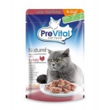 PreVital Naturel for Cats - паучи для кошек с индейкой в желе, упаковка 28 штук по 85г