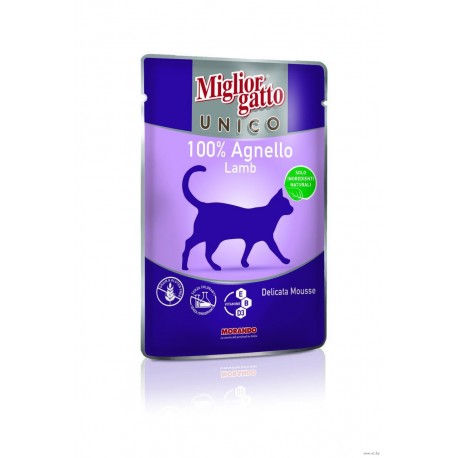 MC Miglior Gatto UNICO LAMB - паучи для кошек с ягненком (упаковка 48 штук по 85г)