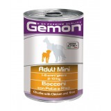 Gemon Dog Mini Adult Chicken & Turkey - консервы для собак мелких пород кусочки курица и индейка, 6 штук по 415г