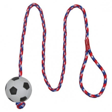 3307 Игрушка "TRIXIE" для собаки "Каучуковый футбольный мячик на верёвке", диам.6см/1м