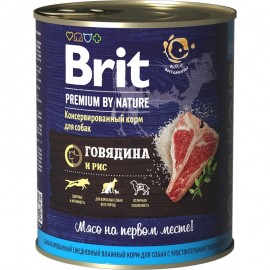 Консервы Brit Premium BEEF&RICE - говядина и рис, 850г, 6 шт
