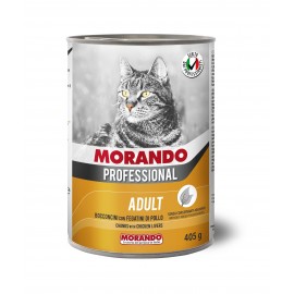 Morando Cat Professional Chicken's/Liver - консерва для кошек, кусочки в соусе с курицей и печенью, 405г