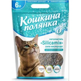 Наполнитель для кошачьего туалета "Кошкина Полянка" "Silicamix Сила кислорода" впитывающий, 6л