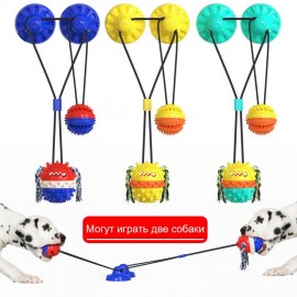 Игрушка для собак мяч с веревкой на присоске
