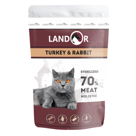 Landor Cat Adult Sterilized Turkey and Rabbit (индейка с кроликом), 85 г