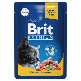 Brit Premium Cat Pouches with Salmon & Trout, 85 г (14 шт в уп.)