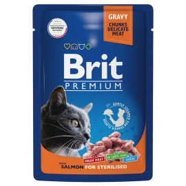 Brit Premium Cat Pouches Salmon Slices for Sterilised, 85 г (14 шт в уп.)