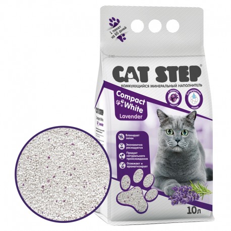 Cat Step White Lavender  наполнитель минеральный комкующийся