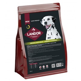 LANDOR Dog Adult Medium & Maxi Turkey & Salmon,сухой корм для взрослых собак средних и крупных пород (c индейкой и ягненком)