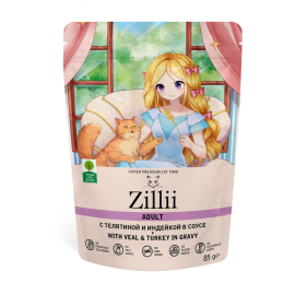 ZILLII Adult Cat Veal & Turkey влажный корм для кошек 85г (25 шт в уп.)