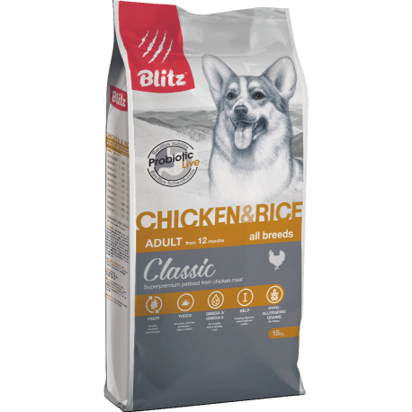 BLITZ ADULT Chicken & Rice для взрослых собак (курица и рис)