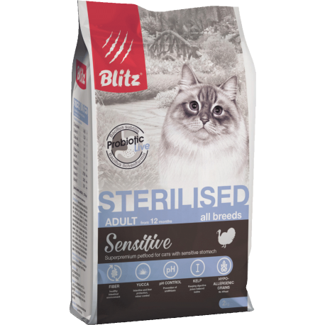 BLITZ STERILISED CATS TURKEY для стерилизованных кошек (индейка)