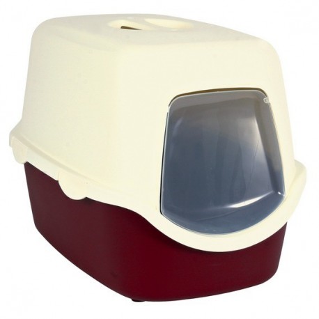 40273 Туалет "TRIXIE" для кошек " Vico ", со сьемной крышей и дверью, бордово-кремовый, 40*40*56 см 