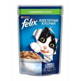 FELIX влажный корм с кроликом в желе для взрослых кошек (упаковка 24 штуки по 85г)