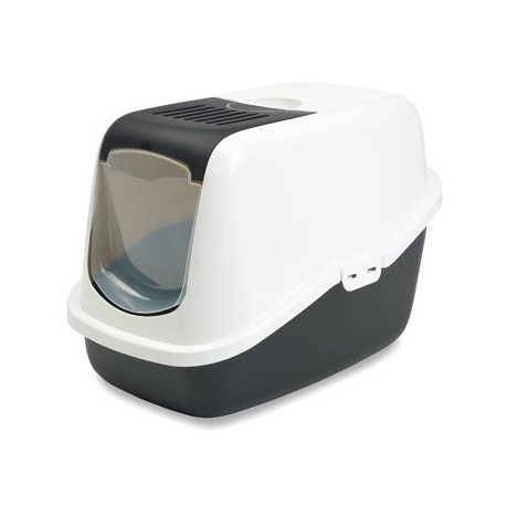 022700WZ Туалет-домик "SAVIC" "Nestor" для кошек, 56х39х38,5см,белый/черный, пластик
