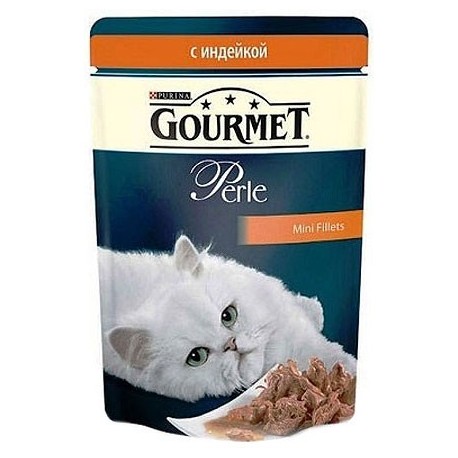 GOURMET Perle Индейка Мини-филе в подливке, для кошек (85 г)