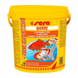 Sera Goldy - основной хлопьевидный корм для золотых рыбок и других холодноводных видов рыб, 10л (2кг)