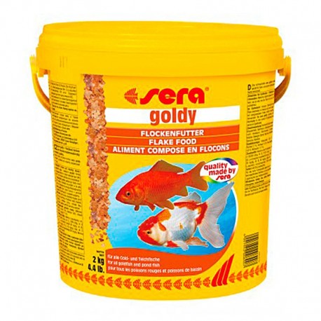 Sera Goldy - основной хлопьевидный корм для золотых рыбок и других холодноводных видов рыб, 10л (2кг)