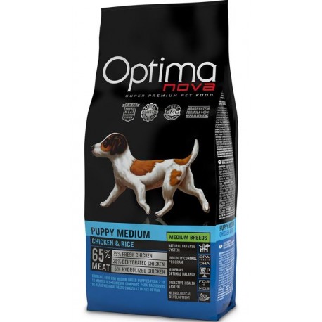 Optima Nova Puppy Medium Chicken&Rice - cухой корм для щенков средних пород с курицей и рисом