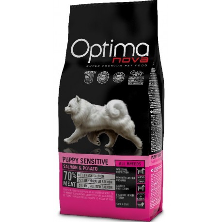 Optima Nova Puppy Sensitive Salmon&Potato - беззерновой корм для щенков с чувствительным пищеварением с лососем и картофелем