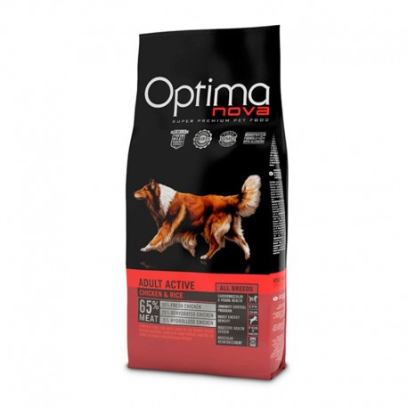 Optima Nova Adult Active Chicken&Rice - сухой корм для взрослых активных собак с курицей и рисом