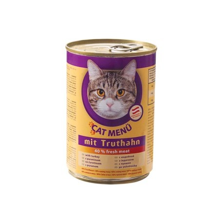 CAT Menu полнорационный консервированный корм для кошек, с домашней птицей (40 штук по 415г.)