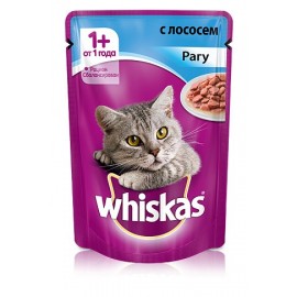 Пресервы Whiskas рагу с лососем для взрослых кошек, упаковка 24 штуки по 85г