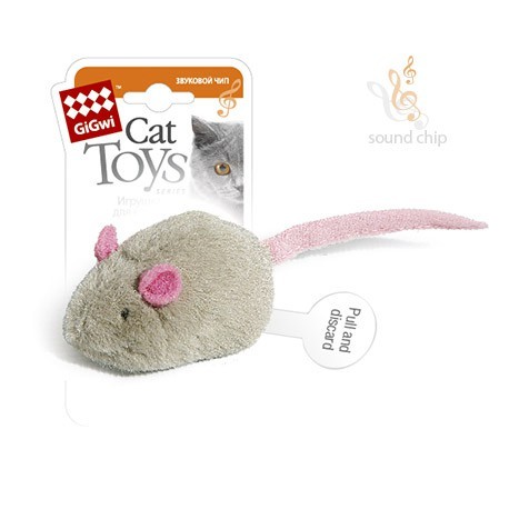 Игрушка "GiGwi" для кошек "Мышка" со звуковым чипом, плюш, 6 см (арт.75040)