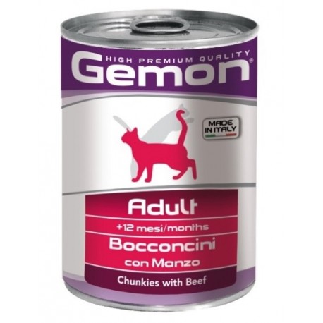 Gemon Cat Adult - консервы для кошек с кусочками говядины, 415г