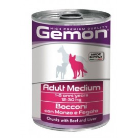 Gemon Dog Medium Adult Beef & Liver - консервы для собак средних пород кусочки говядины и печени, 415г